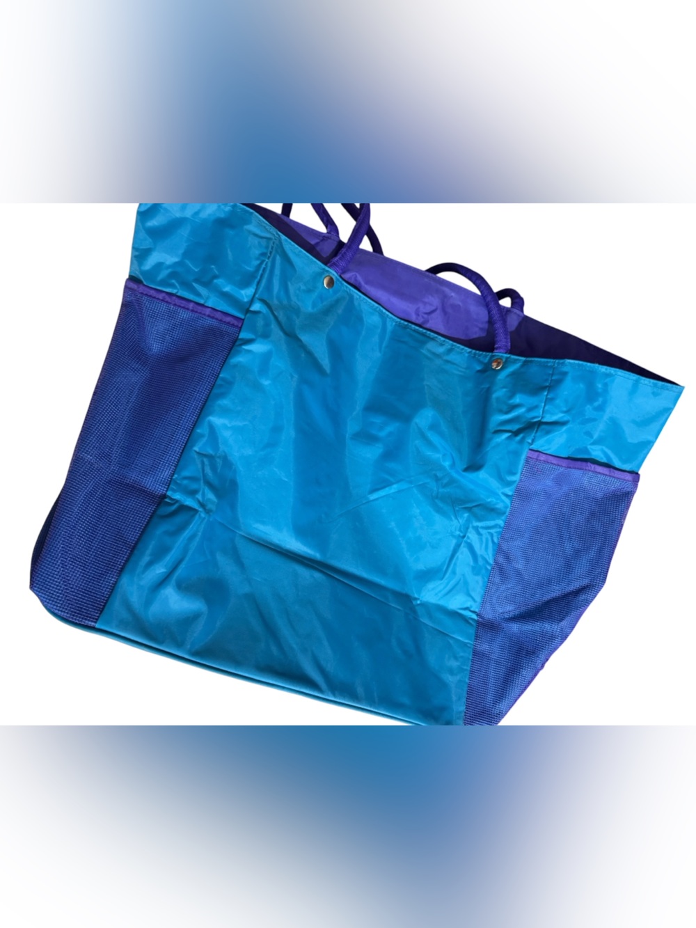 Vintage Totes Beach Bag, Turquoise and Royal Blue - Picture 3 of 13